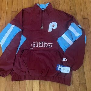 Starter Phillies Maroon and Blue Pullover Jacket